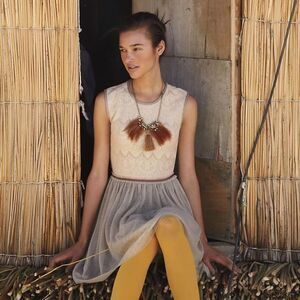 Anthropologie Weston Wear Dulcie Tulle Lace Cream Pink Dress Women’s Size Medium